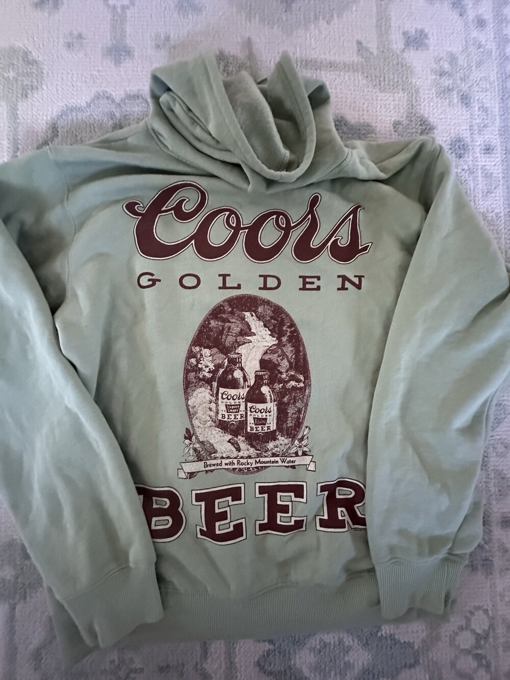 Vintage Coors Golden Beer Sage Green Hoodie Sweatshirt